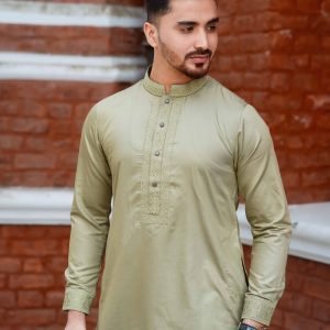 Mughal Embroidery Panjabi | Crs Olive