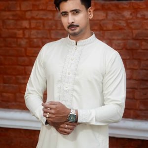 Mughal Embroidery Panjabi | Crs Cream